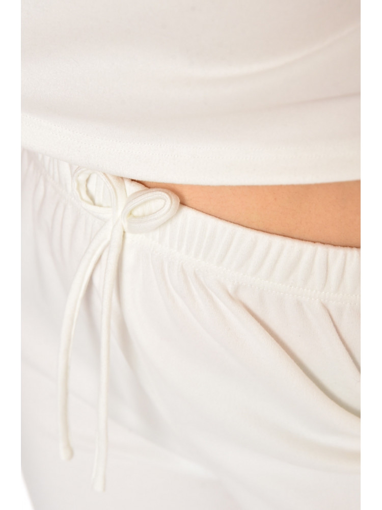 Спортивный костюм женский однотонный белого цвета 212606C