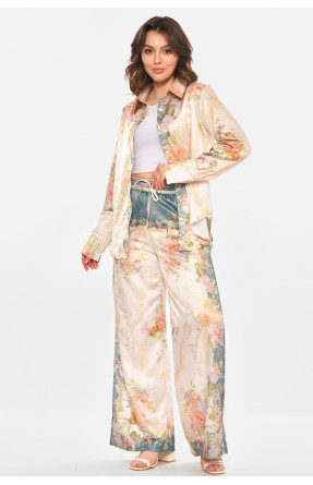 Костюм женский бежевого цвета с принтом 212607C Костюм женский бежевого цвета с принтом 212607C