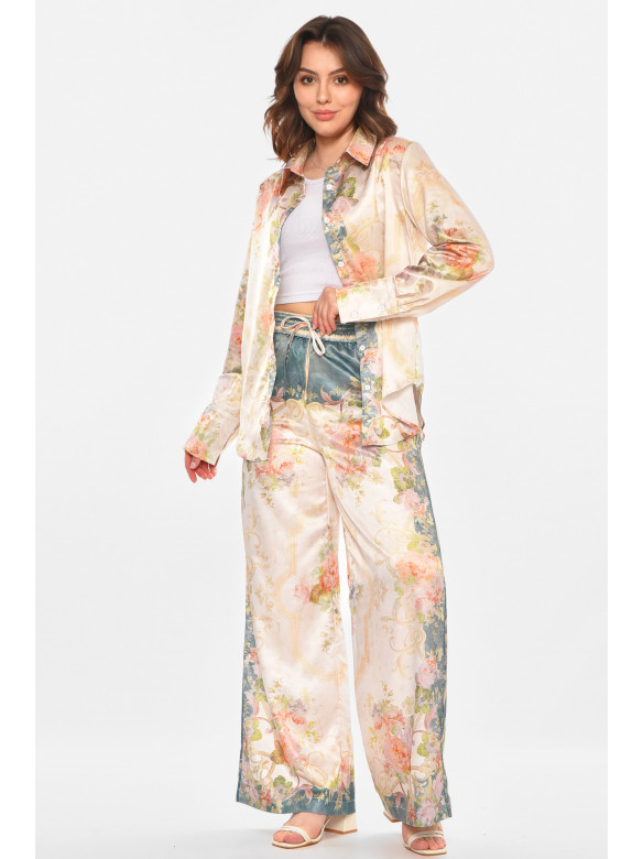 Костюм женский бежевого цвета с принтом 212607C