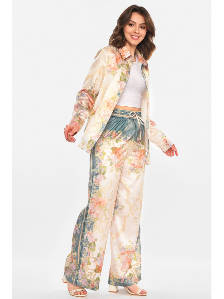 Костюм женский бежевого цвета с принтом 212607C