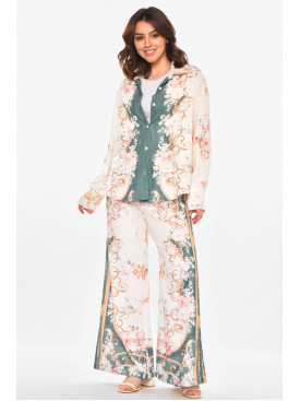 Костюм женский бежевого цвета с принтом 212608C