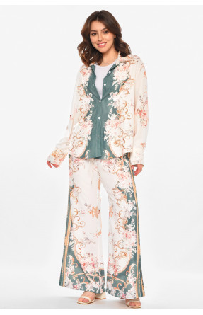 Костюм женский бежевого цвета с принтом 212608C Костюм женский бежевого цвета с принтом 212608C