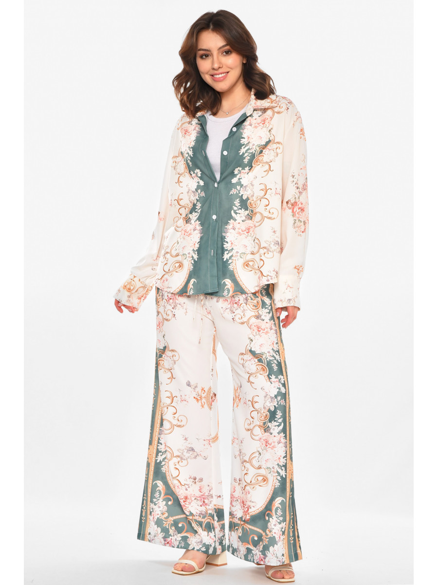 Костюм женский бежевого цвета с принтом 212608C