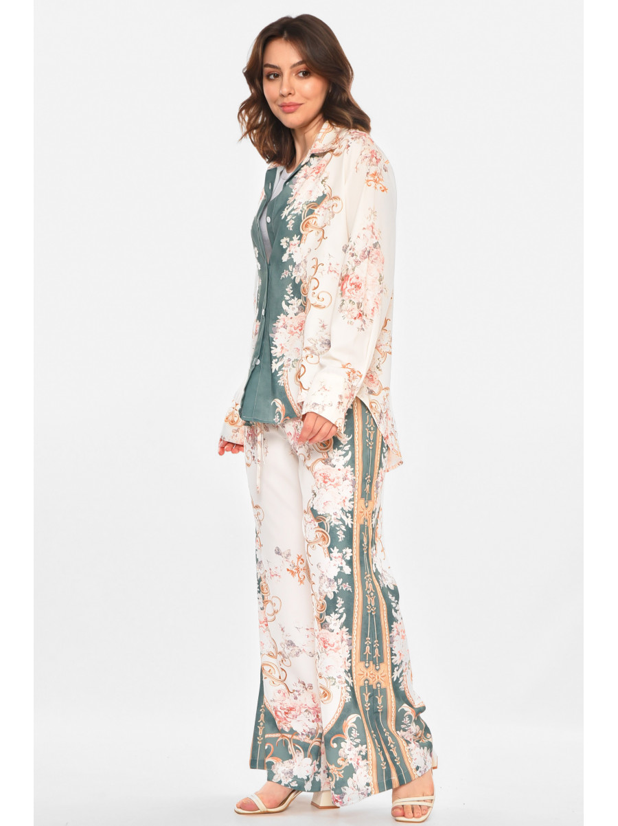 Костюм женский бежевого цвета с принтом 212608C