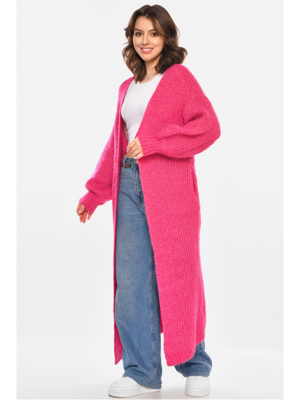 Кардиган женский удлиненный розового цвета 212609C