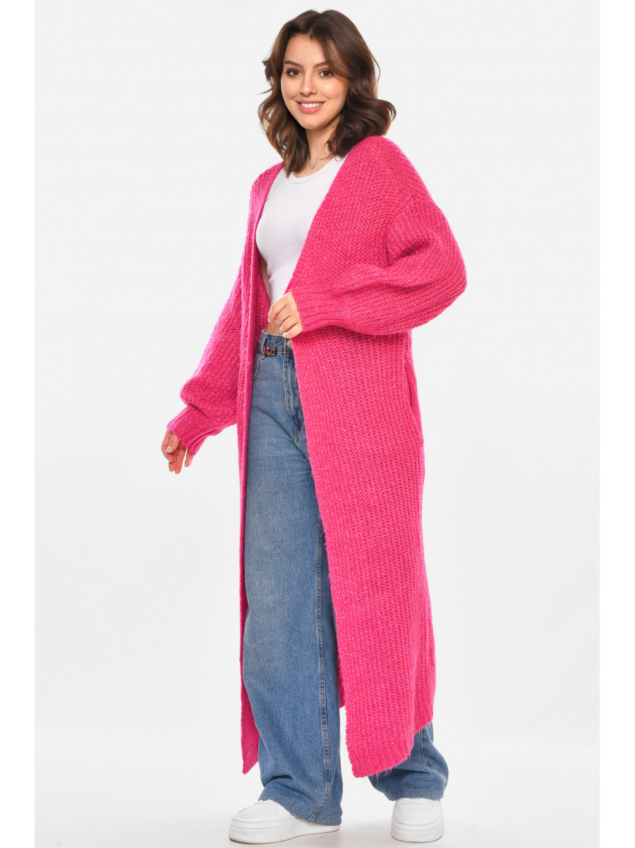 Кардиган женский удлиненный розового цвета 212609C