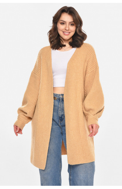 Кардиган женский однотонный бежевого цвета 212610C Кардиган женский однотонный бежевого цвета 212610C