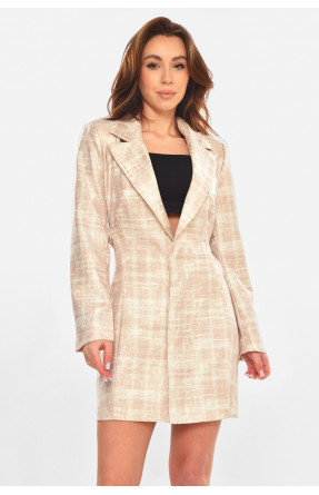 Сукня-піджак жіноча бежевого кольору з принтом 212614C Сукня-піджак жіноча бежевого кольору з принтом 212614C