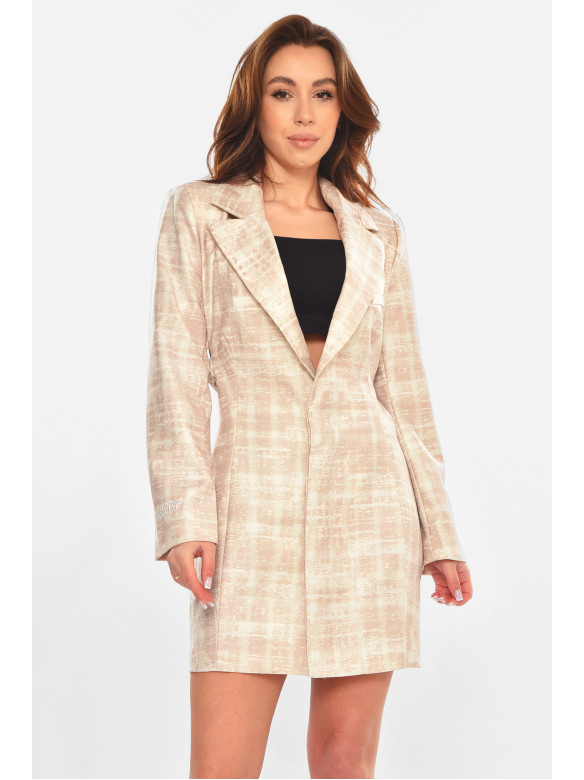 Сукня-піджак жіноча бежевого кольору з принтом 212614C