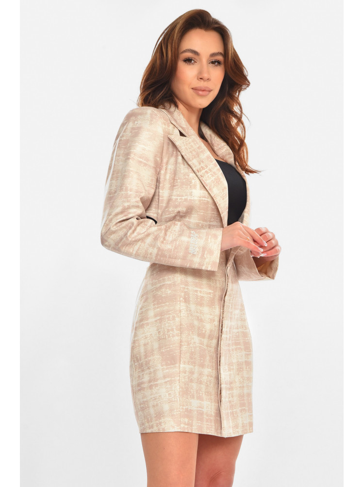 Сукня-піджак жіноча бежевого кольору з принтом 212614C