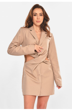 Сукня-піджак жіноча однотонна бежевого кольору 212617C Сукня-піджак жіноча однотонна бежевого кольору 212617C