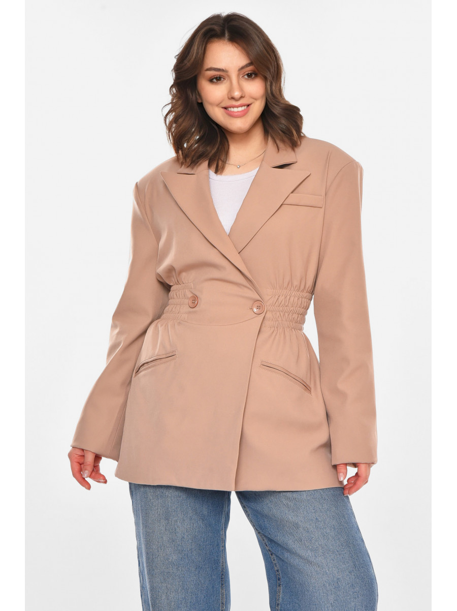 Пиджак женский однотонный цвета мокко 212618C