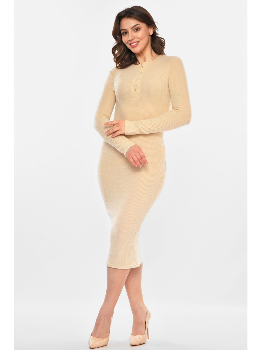 Платье женское однотонное бежевого цвета 212619C