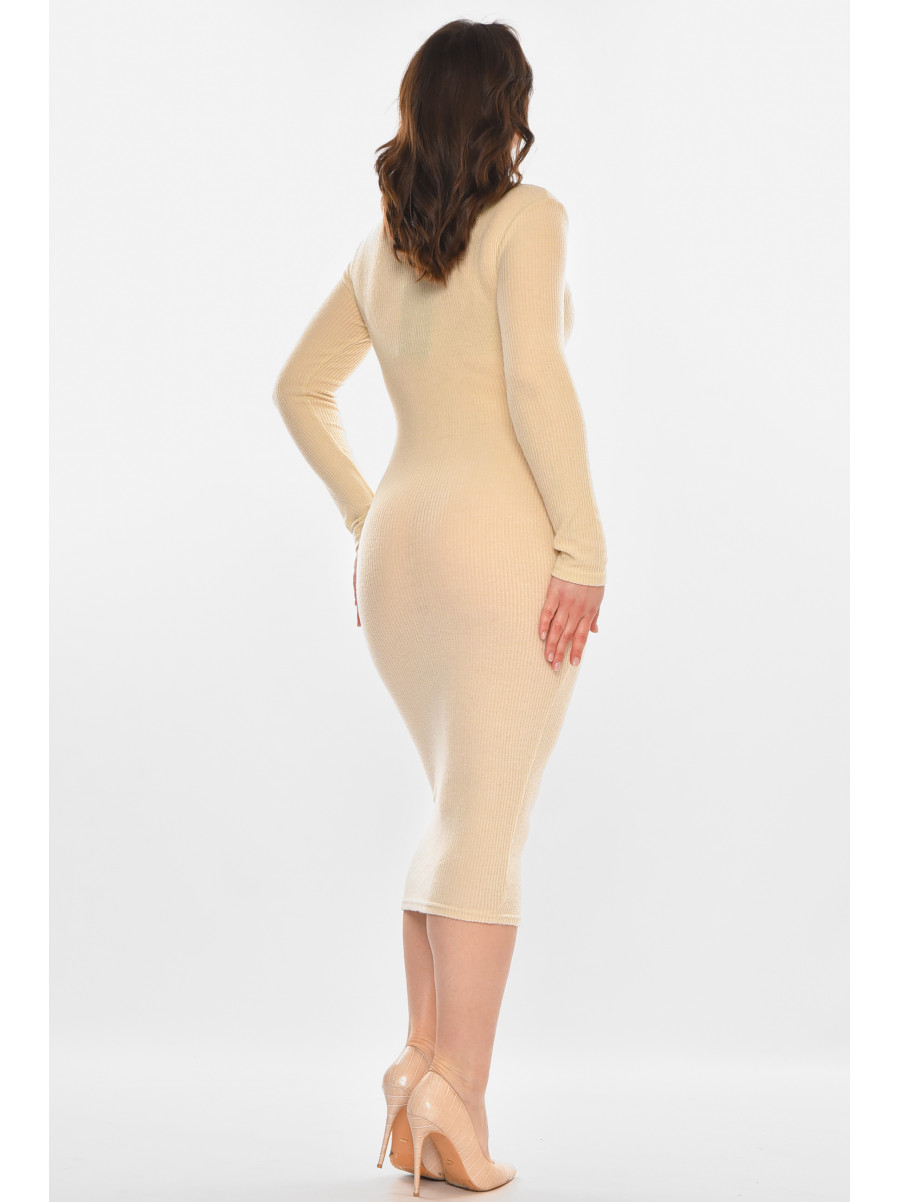 Платье женское однотонное бежевого цвета 212619C