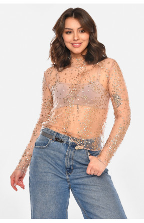 Кофта женская прозрачная розового цвета с пайетками 212621C Кофта женская прозрачная розового цвета с пайетками 212621C
