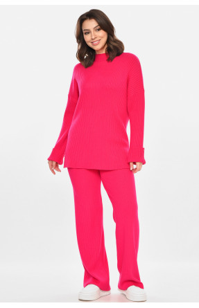 Костюм женский однотонный кашемировый малинового цвета 212624C Костюм женский однотонный кашемировый малинового цвета 212624C
