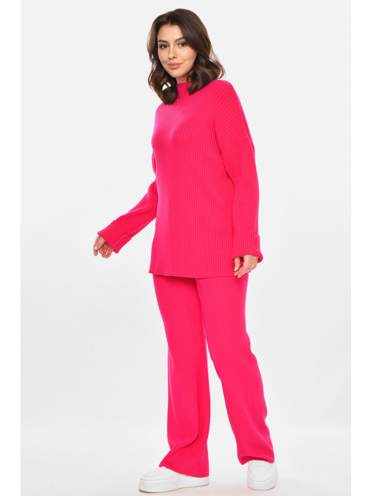 Костюм женский однотонный кашемировый малинового цвета 212624C