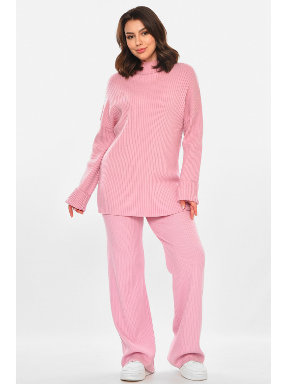 Костюм женский однотонный кашемировый пудрового цвета 212629C
