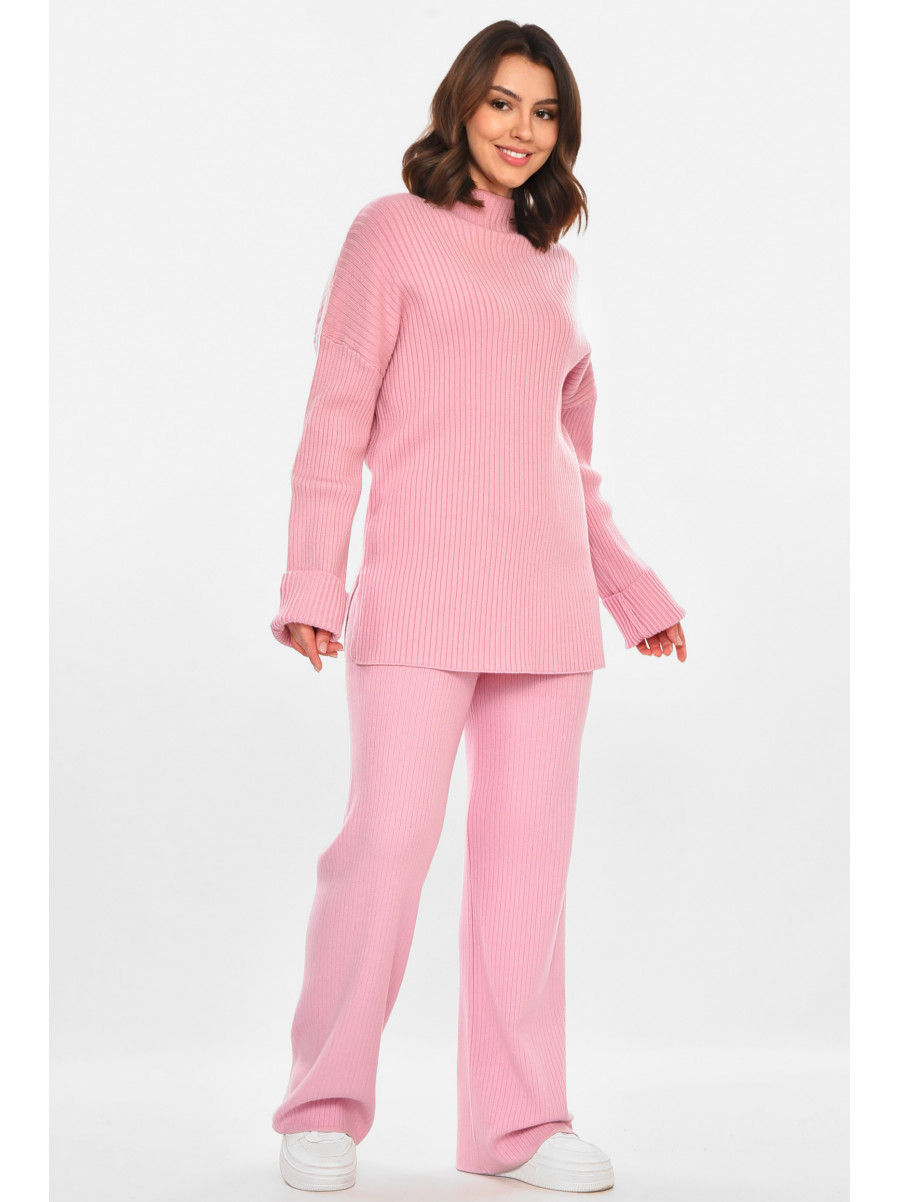 Костюм женский однотонный кашемировый пудрового цвета 212629C