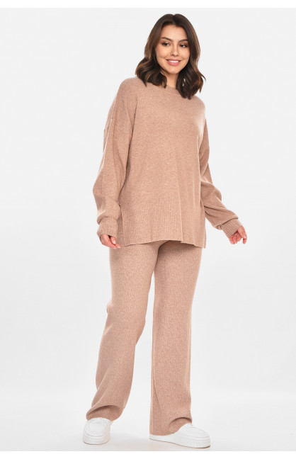 Костюм женский однотонный кашемировый бежевого цвета 212632C Костюм женский однотонный кашемировый бежевого цвета 212632C