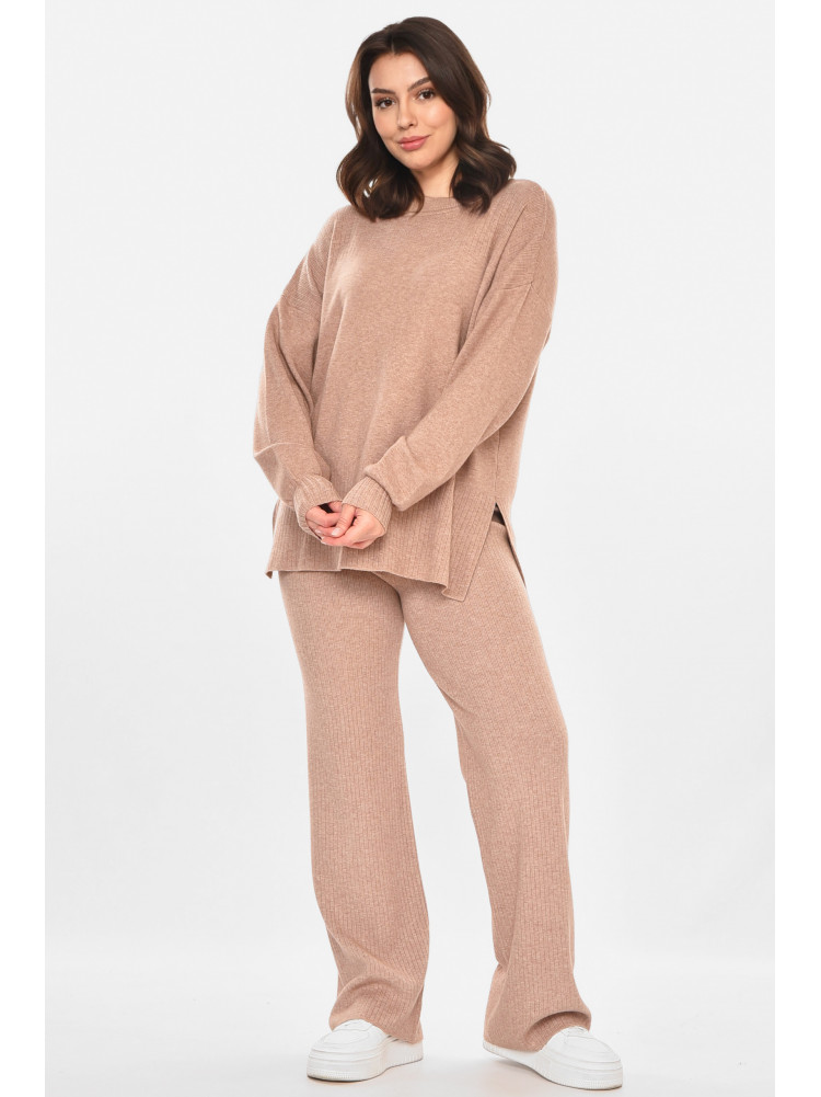 Костюм женский однотонный кашемировый бежевого цвета 212632C