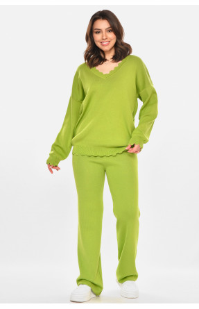 Костюм женский однотонный трикотажный оливкового цвета 212633C Костюм женский однотонный трикотажный оливкового цвета 212633C