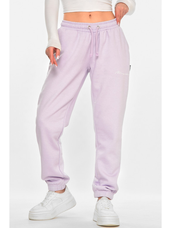 Спортивні штани жіночі на флісі бузкового кольору 212635C