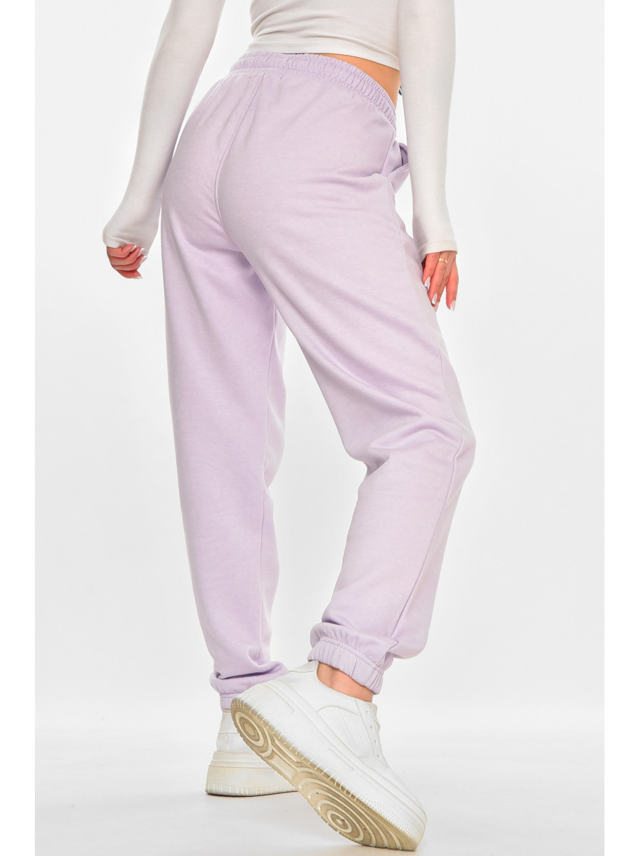 Спортивні штани жіночі на флісі бузкового кольору 212635C