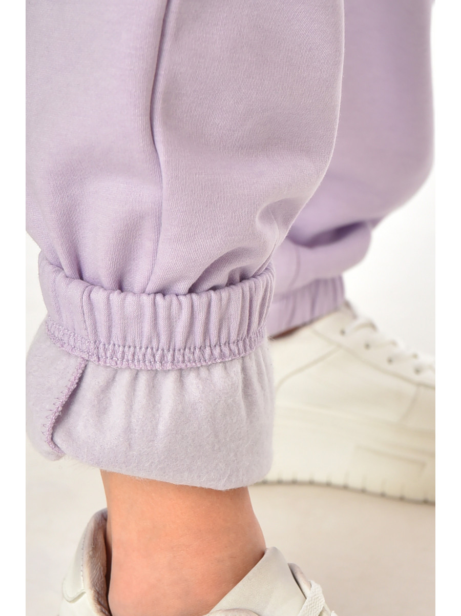 Спортивні штани жіночі на флісі бузкового кольору 212635C