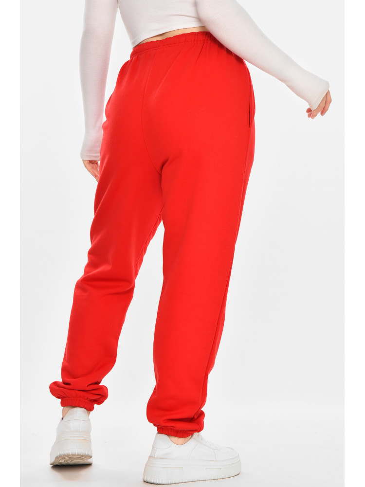 Спортивные штаны женские на флисе красного цвета 212637C