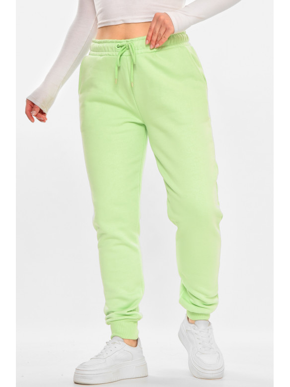 Спортивные штаны женские на флисе салатового цвета 212638C