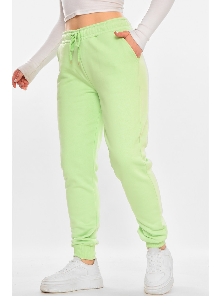 Спортивные штаны женские на флисе салатового цвета 212638C