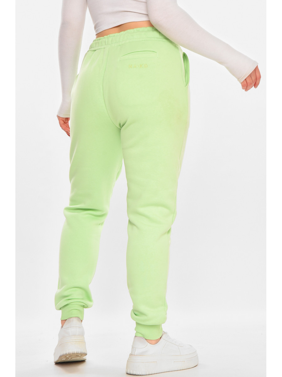 Спортивные штаны женские на флисе салатового цвета 212638C