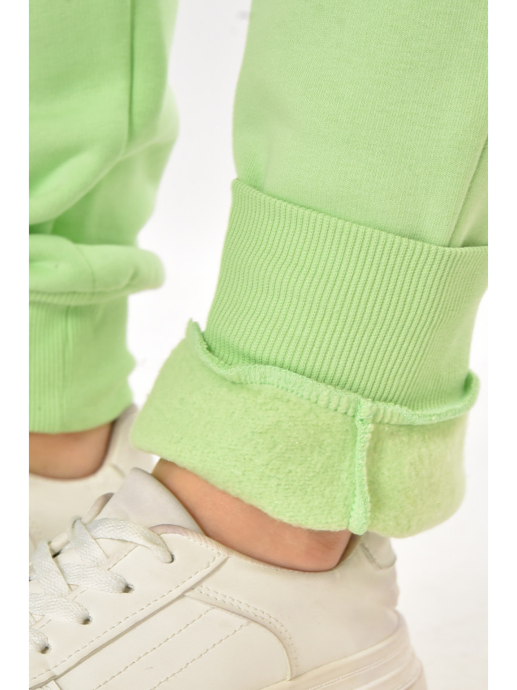 Спортивные штаны женские на флисе салатового цвета 212638C