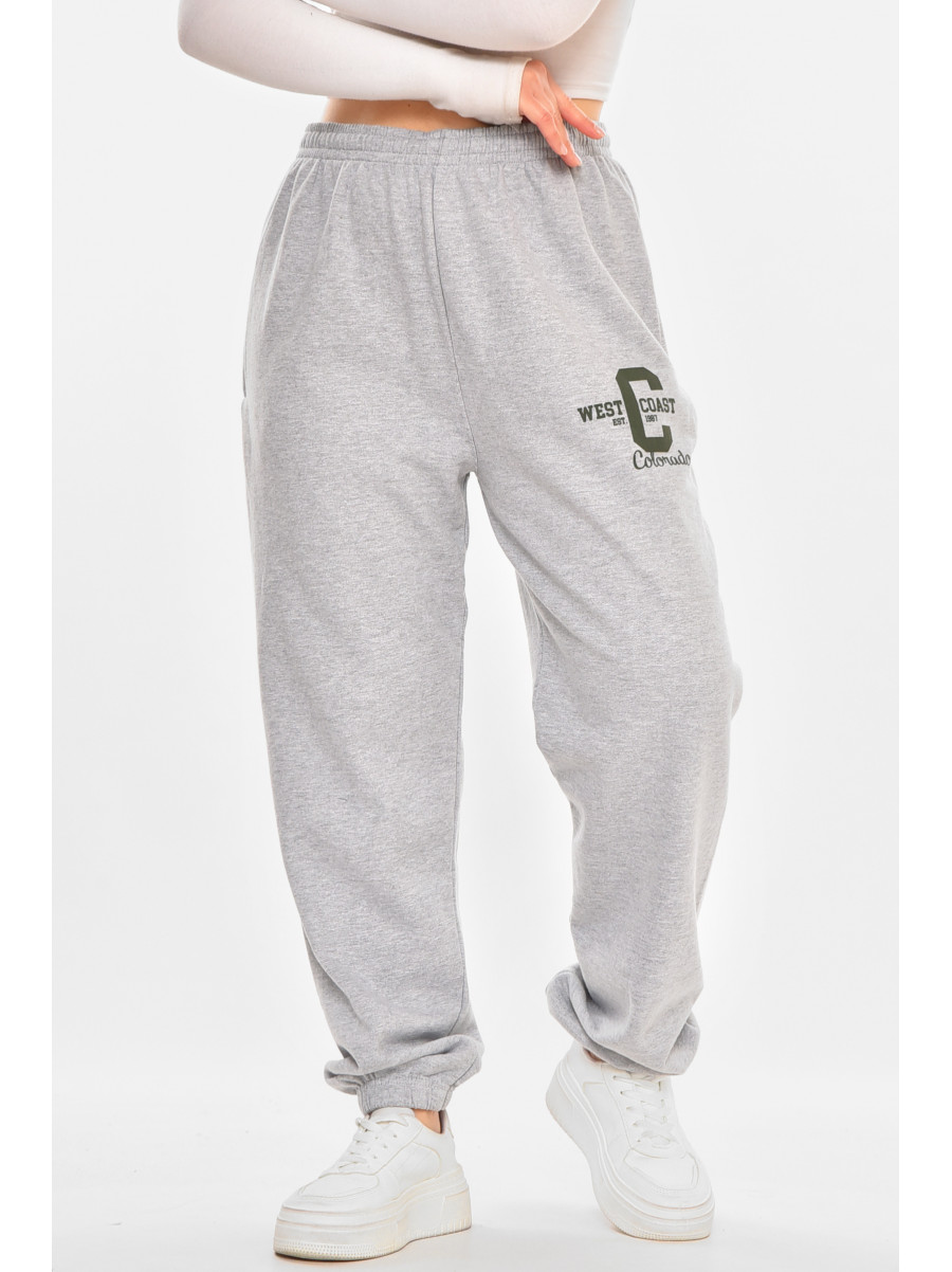 Спортивні жіночі штани на флісі сірого кольору 212639C