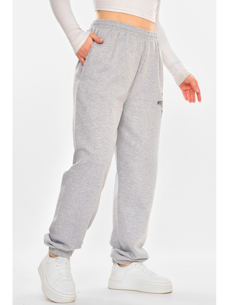 Спортивні жіночі штани на флісі сірого кольору 212639C