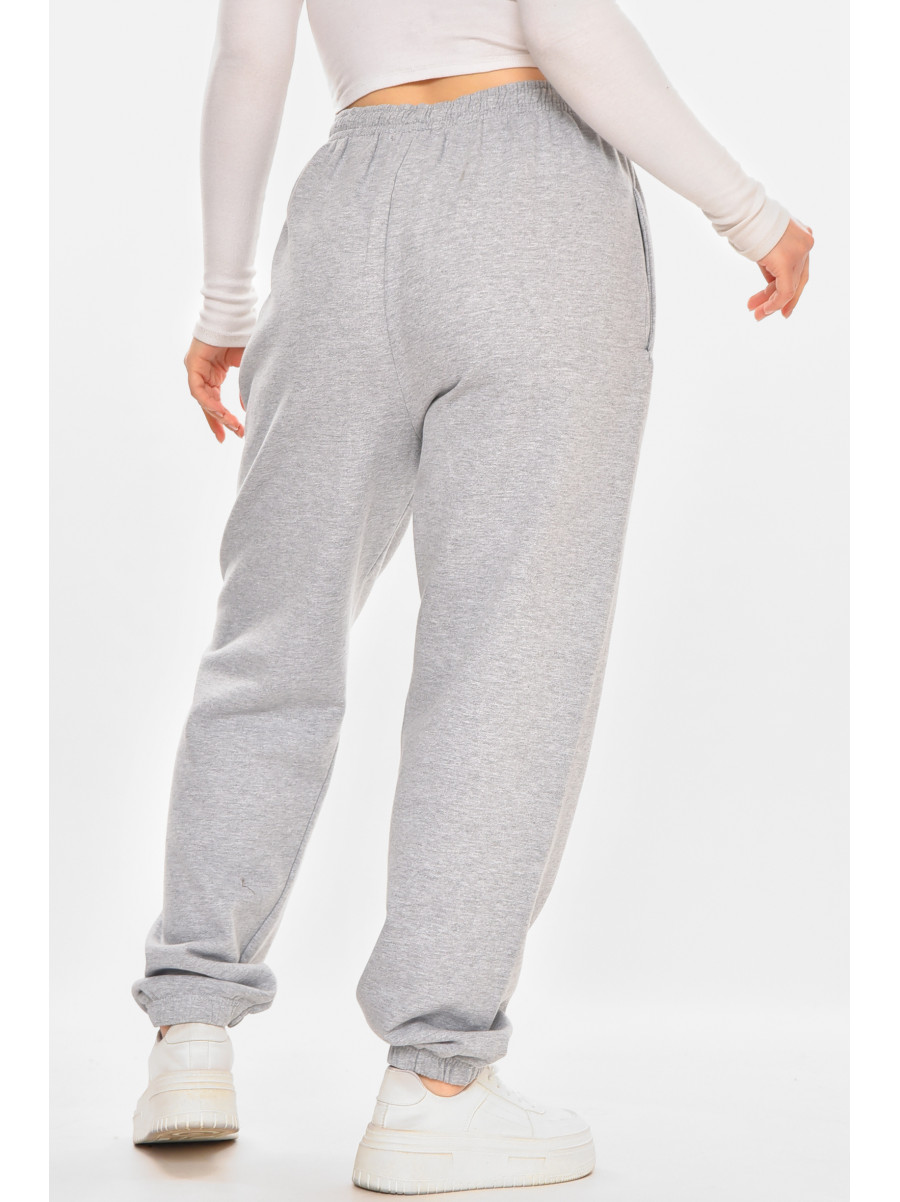 Спортивні жіночі штани на флісі сірого кольору 212639C