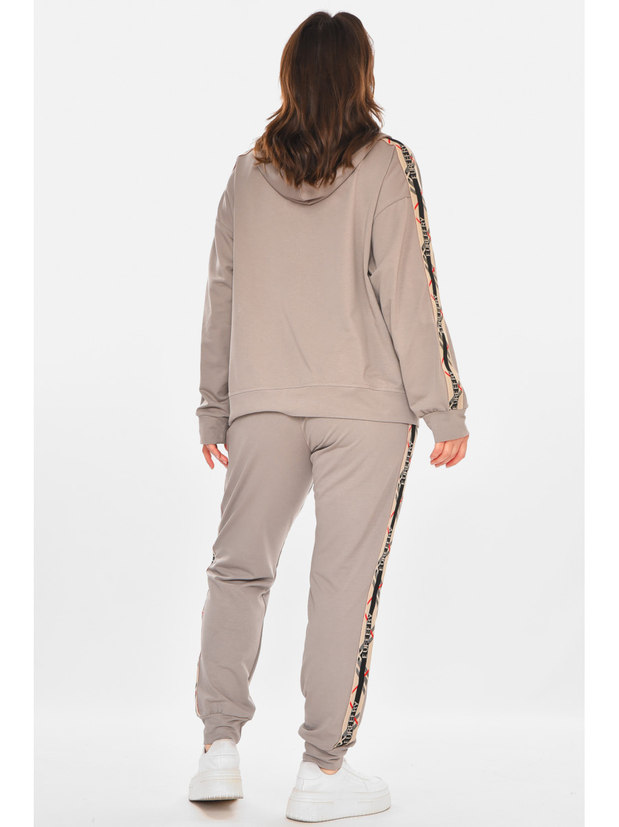 Спортивный костюм женский серого цвета с принтом T-380 212655C