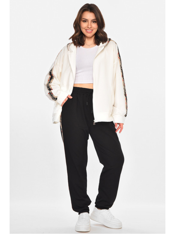 Спортивный костюм женский черного цвета с принтом T-380 212656C