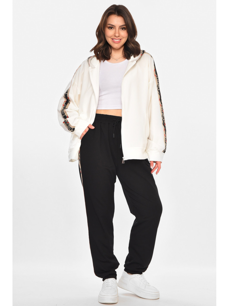 Спортивный костюм женский черного цвета с принтом T-380 212656C