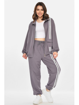 Спортивний костюм жіночий напівбатальний сірого кольору T-373 212659C