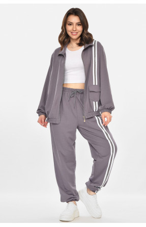 Спортивный костюм женский полубатальный серого цвета T-373 212659C Спортивный костюм женский полубатальный серого цвета T-373 212659C