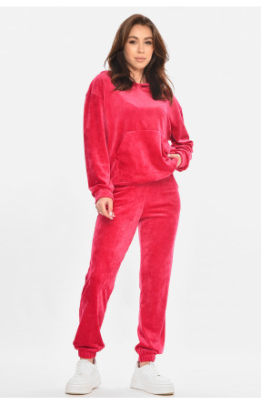 Спортивний костюм жіночий велюровий малинового кольору 212662C