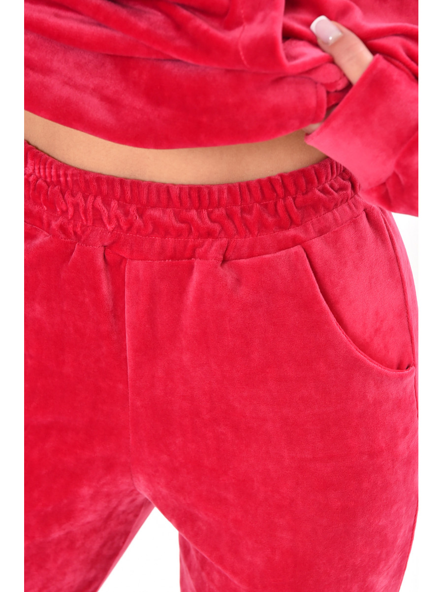 Спортивний костюм жіночий велюровий малинового кольору 212662C