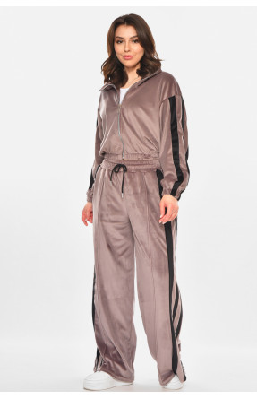 Спортивный костюм женский велюровый цвета мокко 212670C Спортивный костюм женский велюровый цвета мокко 212670C