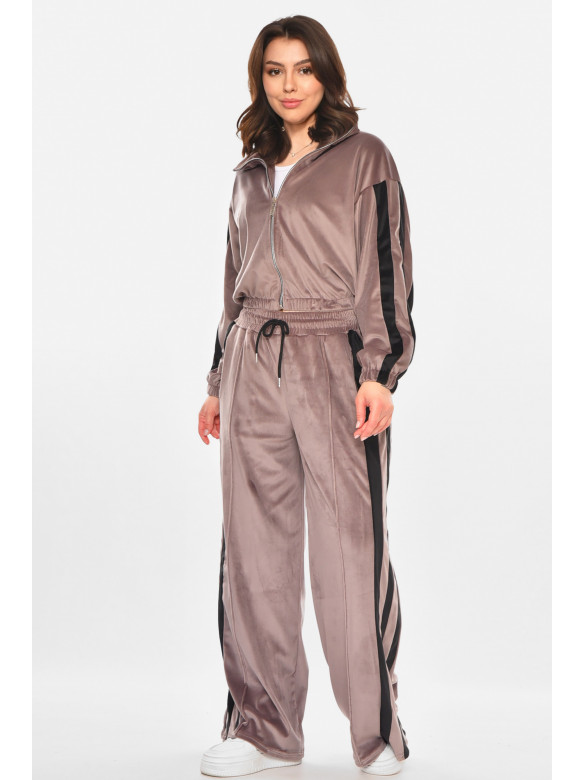 Спортивный костюм женский велюровый цвета мокко 212670C