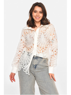 Рубашка женская однотонная белого цвета 212672C