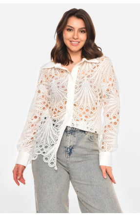 Рубашка женская однотонная белого цвета 212672C Рубашка женская однотонная белого цвета 212672C