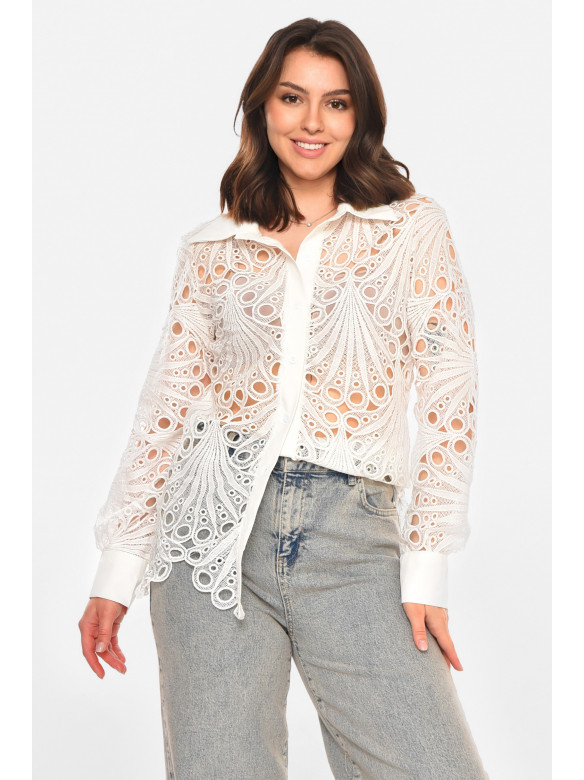 Рубашка женская однотонная белого цвета 212672C