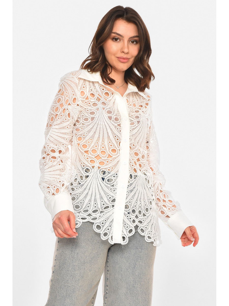 Рубашка женская однотонная белого цвета 212672C